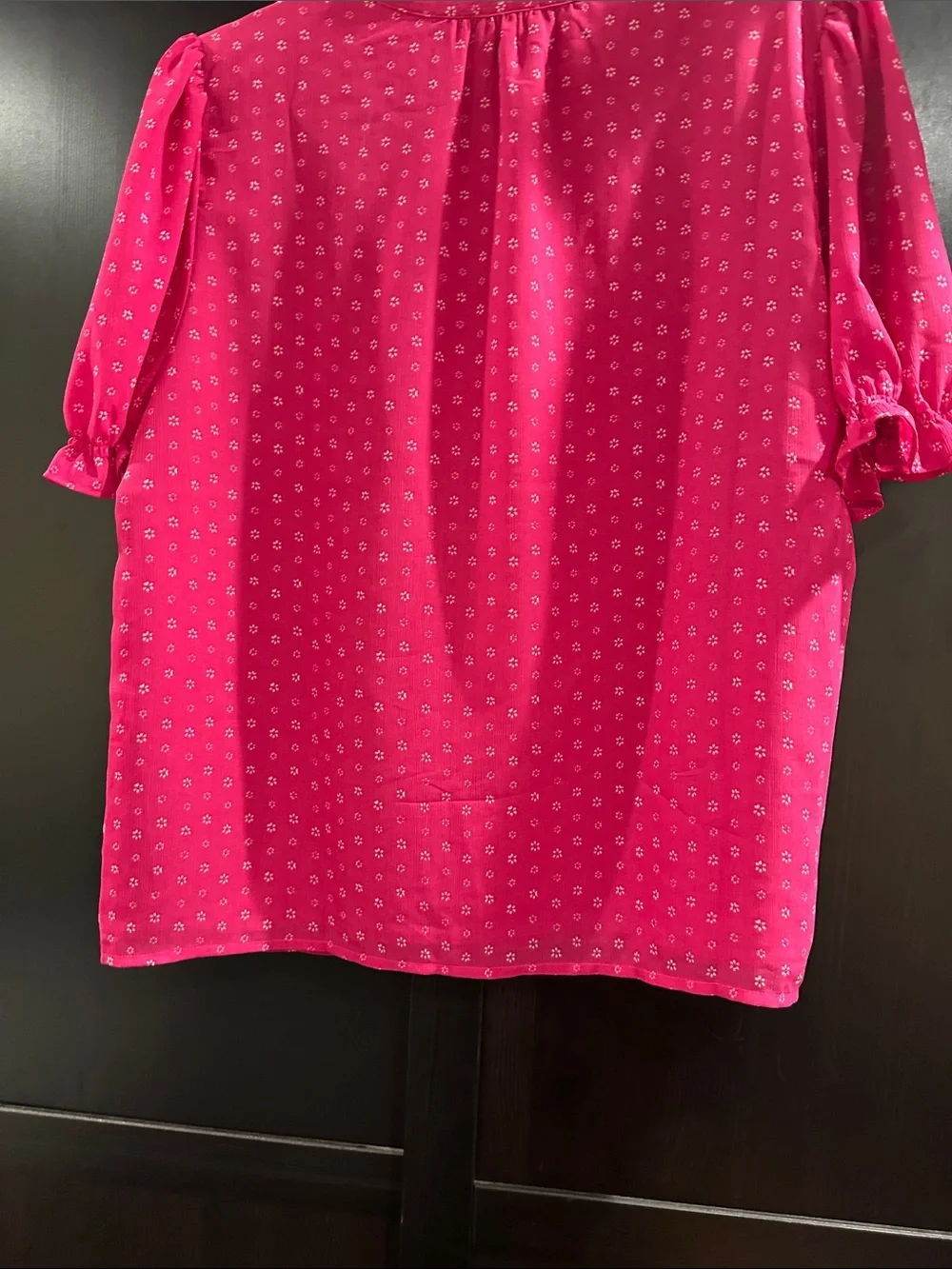 J. Crew Bright Pink Ruffle-Trim Button Front Blouse